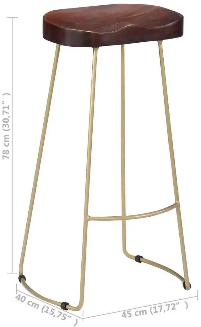 Alt view image 14 of 17 - vidaXL Gavin Bar Stools 2 pcs Solid Mango Wood