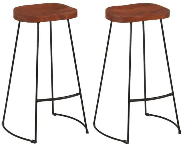 Alt view image 5 of 10 - vidaXL Gavin Bar Stools 2 pcs 19.7"x15.7"x30.7" Solid Wood Mango