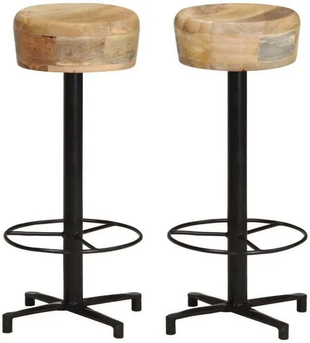 Alt view image 10 of 16 - vidaXL Bar Stools 2 pcs 30" Solid Mango Wood