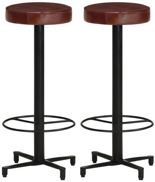 Alt view image 11 of 17 - vidaXL Bar Stools 2 pcs 30" Real Leather