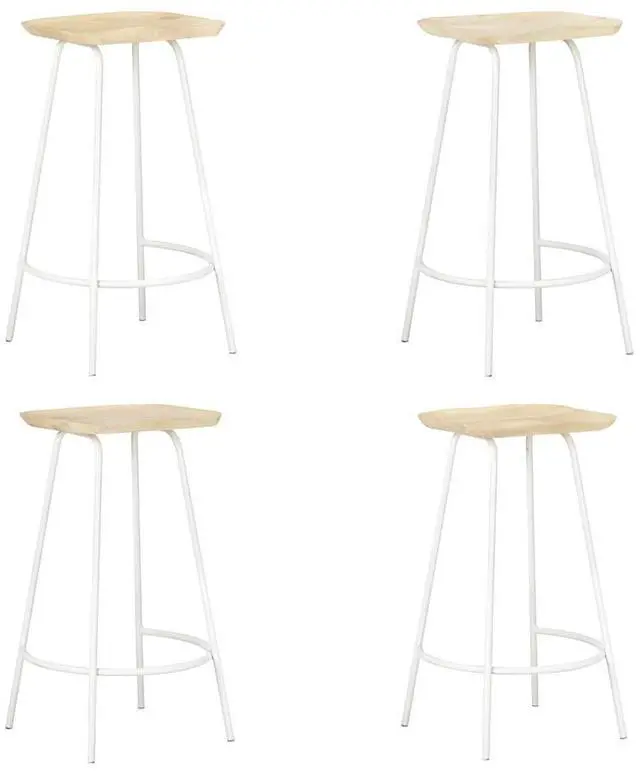 Alt view image 18 of 18 - vidaXL Bar Stools Bar Counter Height Stool Island Stool 4 Pcs Solid Mango Wood