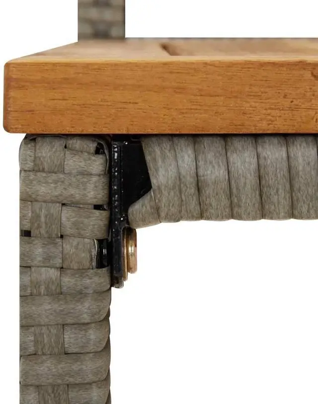 Alt view image 7 of 7 - vidaXL Bar Stool 2 Pcs Patio Furniture Gray Poly Rattan and Solid Wood Acacia