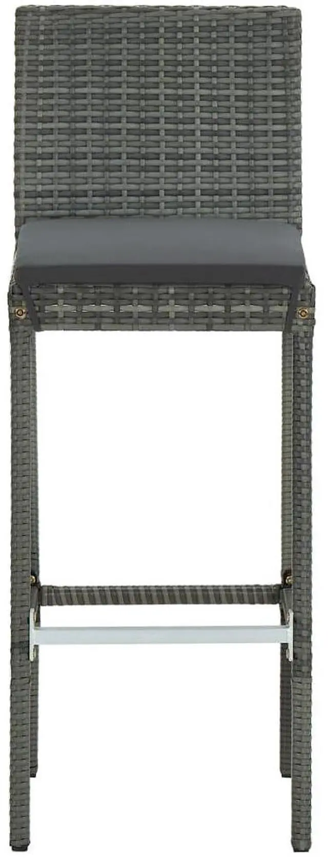 Alt view image 3 of 7 - vidaXL Bar Stool 6 Pcs Counter Height Bar Stool with Cushions Gray Poly Rattan