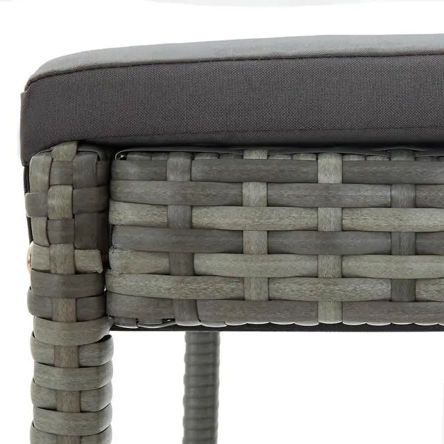 Alt view image 7 of 7 - vidaXL Bar Stool 6 Pcs Counter Height Bar Stool with Cushions Gray Poly Rattan