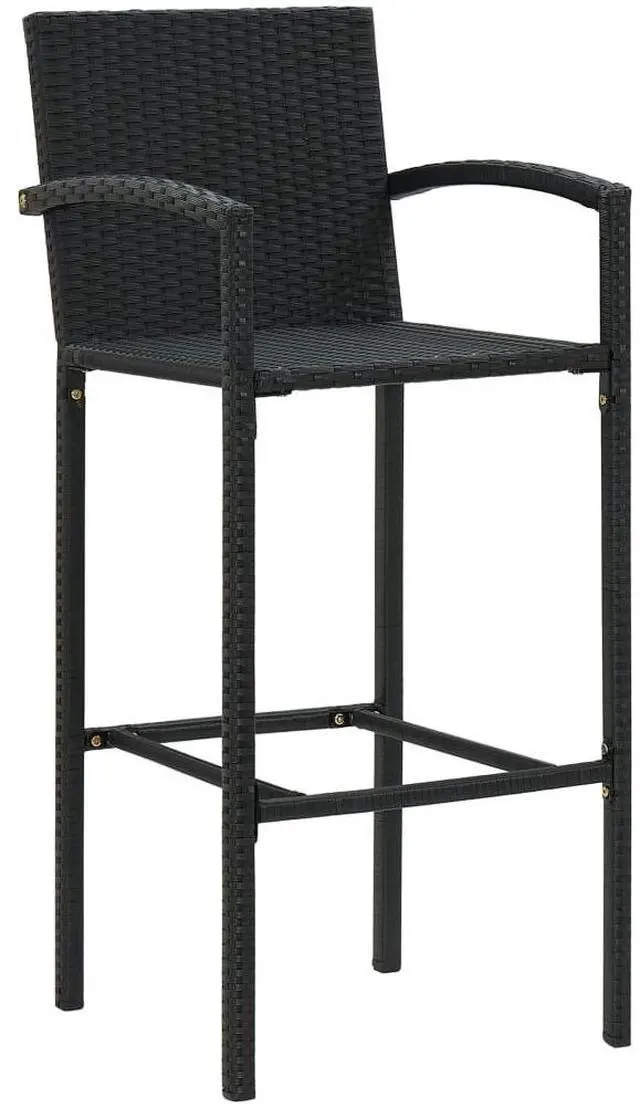 Alt view image 2 of 7 - vidaXL Bar Stool 4 Pcs Counter Height Bar Stool for Kitchen Black Poly Rattan