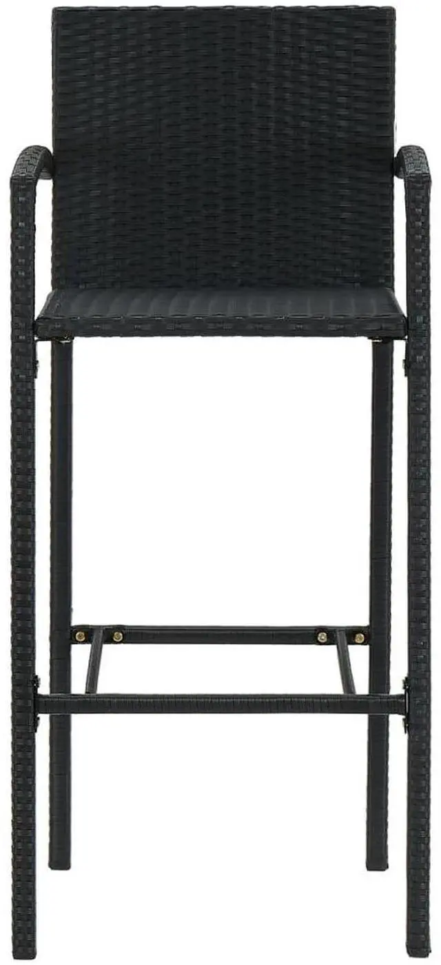 Alt view image 3 of 7 - vidaXL Bar Stool 4 Pcs Counter Height Bar Stool for Kitchen Black Poly Rattan