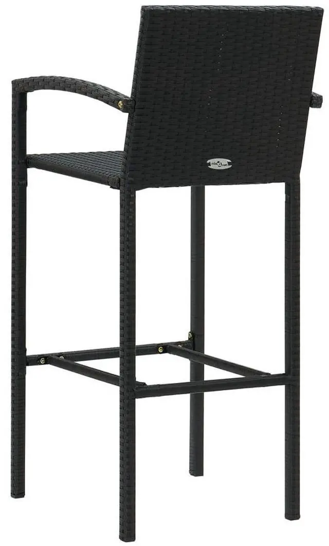 Alt view image 5 of 7 - vidaXL Bar Stool 4 Pcs Counter Height Bar Stool for Kitchen Black Poly Rattan