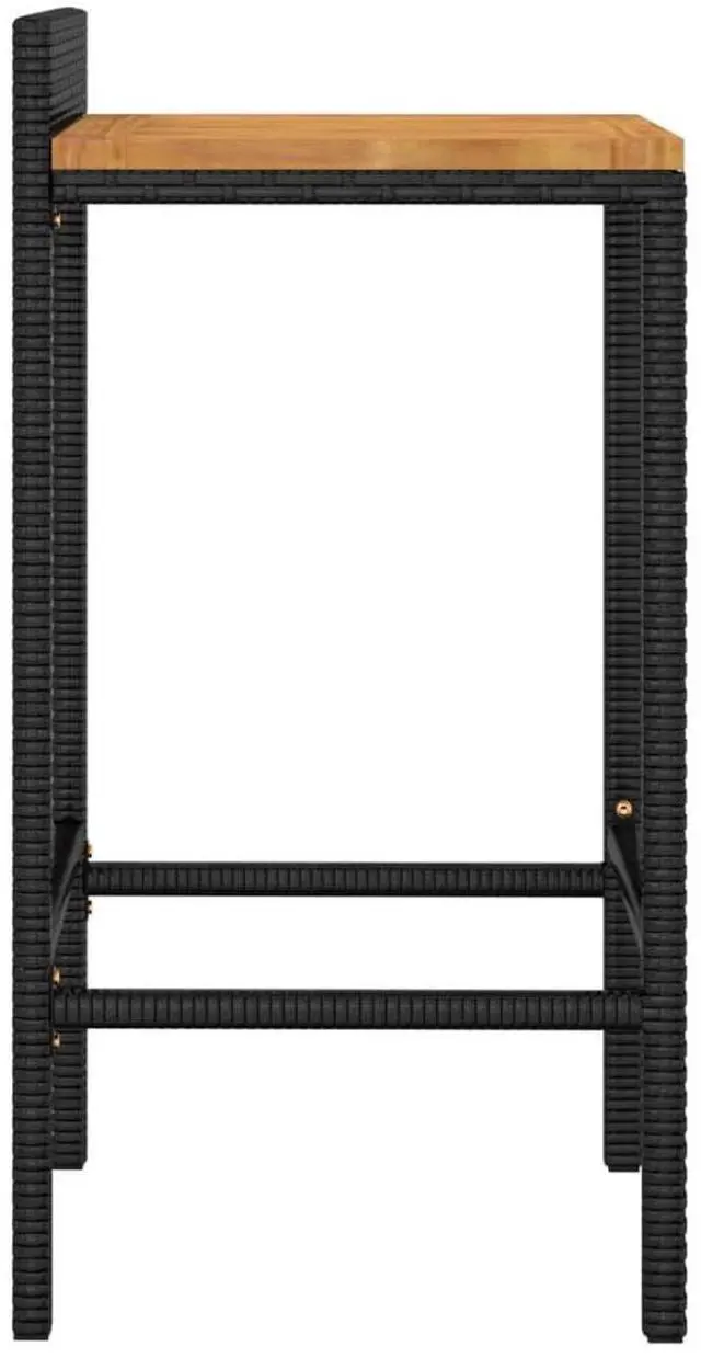 Alt view image 5 of 7 - vidaXL Bar Stool 4 Pcs Patio Furniture Black Poly Rattan and Solid Wood Acacia