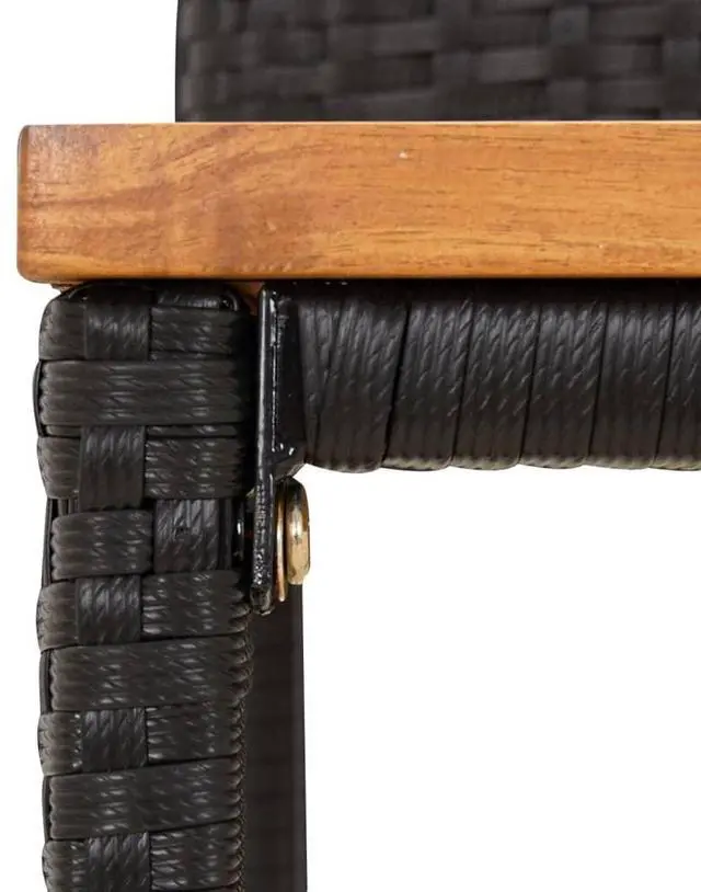 Alt view image 7 of 7 - vidaXL Bar Stool 4 Pcs Patio Furniture Black Poly Rattan and Solid Wood Acacia