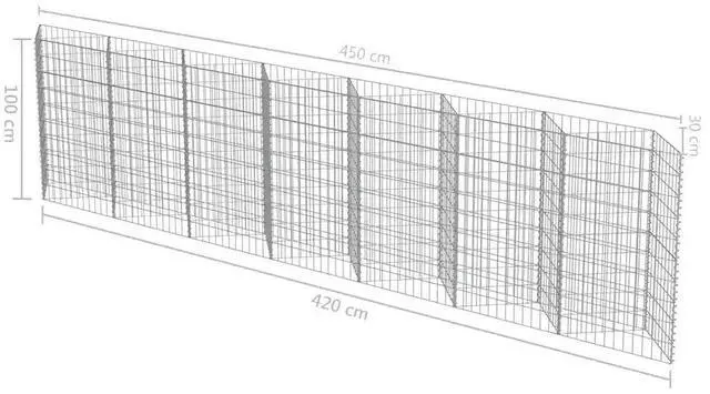Alt view image 7 of 7 - vidaXL Gabion Basket, Galvanized-Steel Garden Planter, 177,2"x11,8"x39,4"