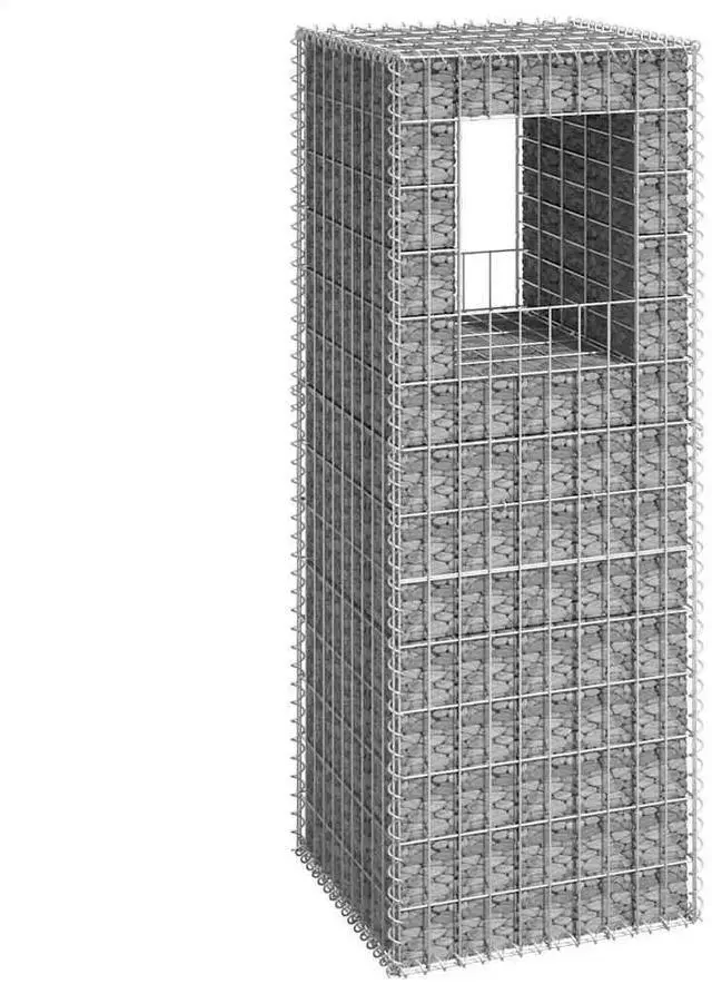 Alt view image 7 of 12 - vidaXL Gabion Basket Post 19.7"x19.7"x55.1" Iron