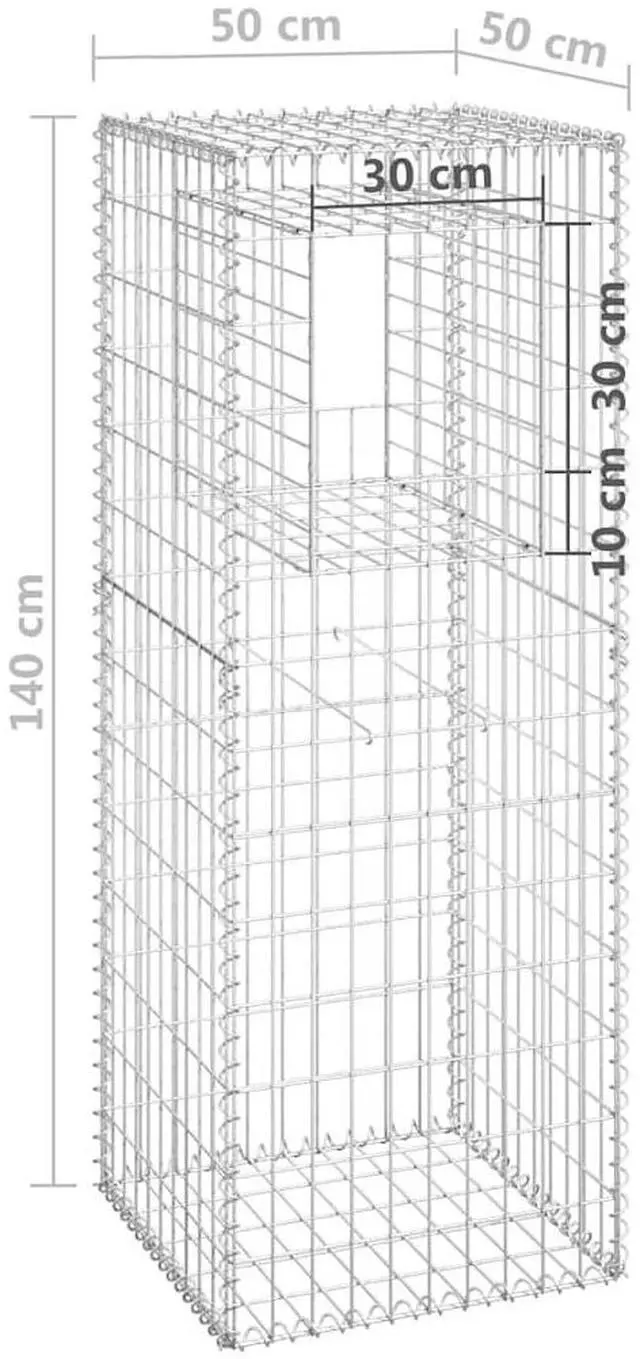 Alt view image 12 of 12 - vidaXL Gabion Basket Post 19.7"x19.7"x55.1" Iron