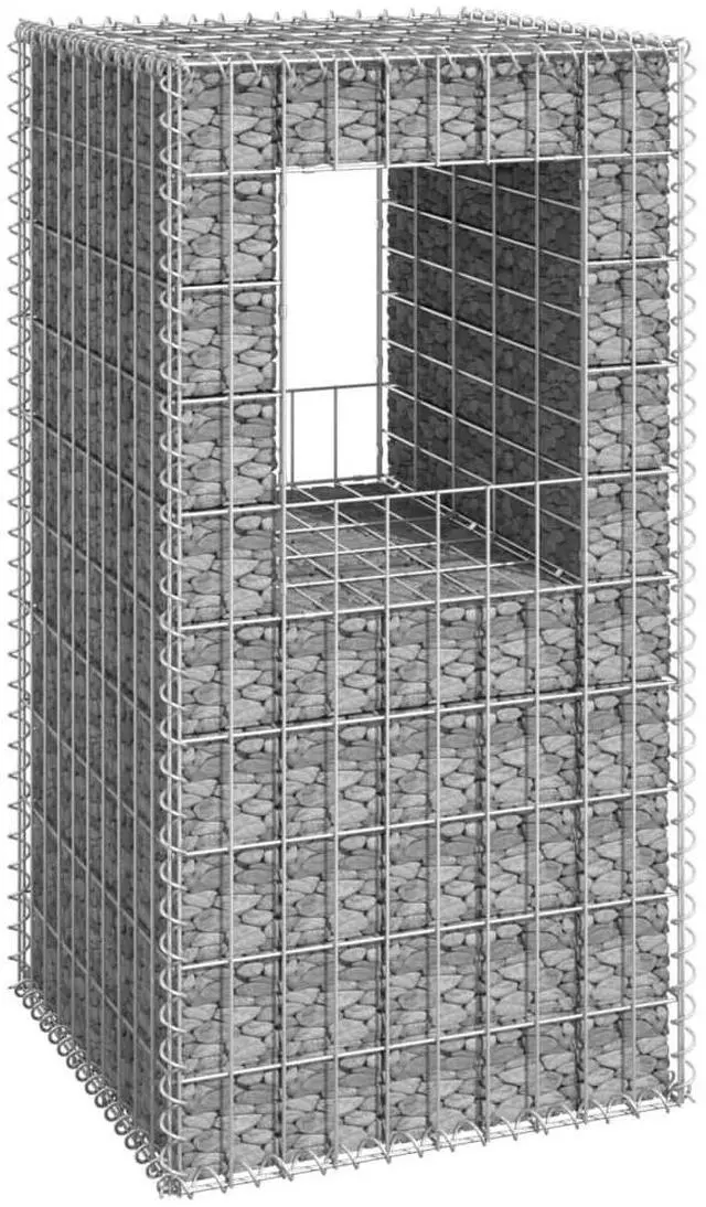Alt view image 8 of 13 - vidaXL Gabion Basket Post 19.7"x19.7"x39.4" Iron