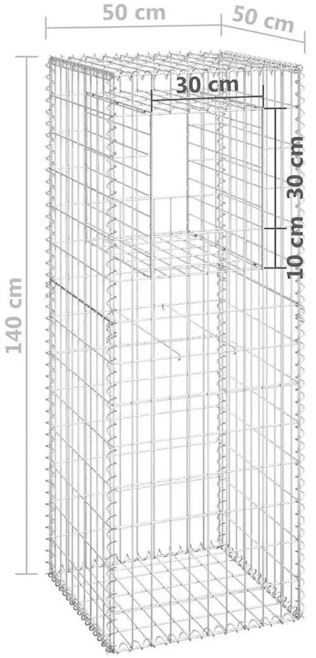 Alt view image 10 of 12 - vidaXL Gabion Basket Post 19.7"x19.7"x55.1" Iron
