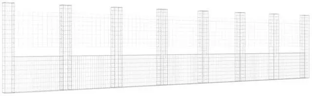 Alt view image 2 of 6 - vidaXL Gabion Basket U-Shape with 8 Posts Iron Garden Patio Wall Wire Fence Cage