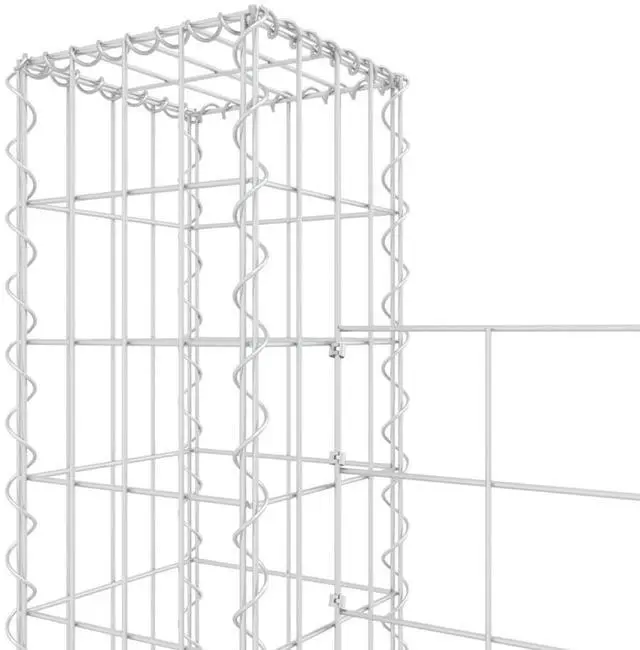 Alt view image 5 of 6 - vidaXL Gabion Basket U-Shape with 8 Posts Iron Garden Patio Wall Wire Fence Cage