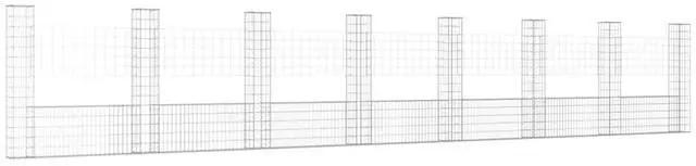 Alt view image 2 of 6 - vidaXL U-shape Gabion Basket with 8 Posts Iron 338.6" Garden Wire Wall Fence
