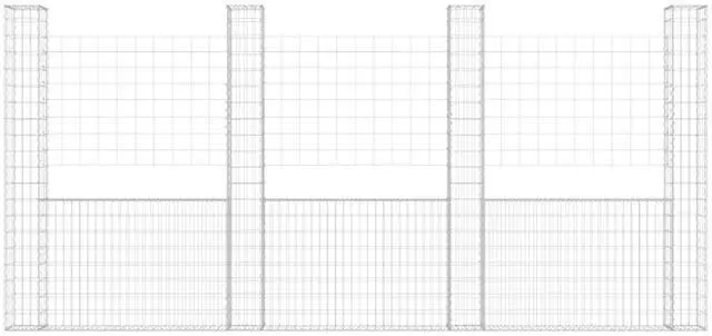 Alt view image 3 of 6 - vidaXL Gabion Basket U-Shape with 5 Posts Iron Garden Patio Wall Wire Fence Cage