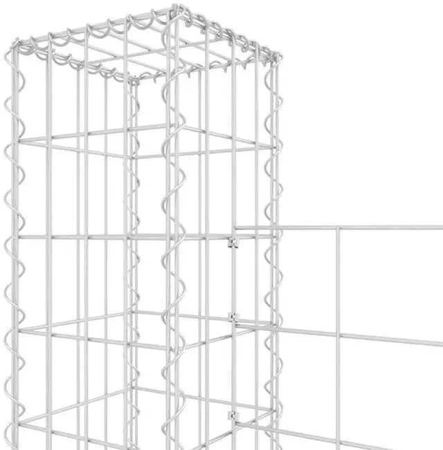 Alt view image 5 of 6 - vidaXL Gabion Basket U-Shape with 5 Posts Iron Garden Patio Wall Wire Fence Cage
