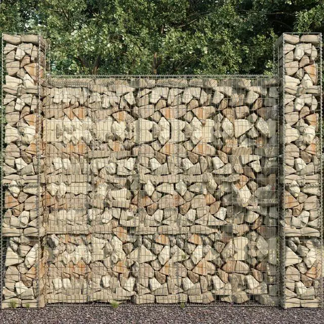 Alt view image 11 of 13 - vidaXL Gabion Baskets Gabion Wall Cage 3 Pcs Galvanized Steel 9.8"x9.8"x77.6"
