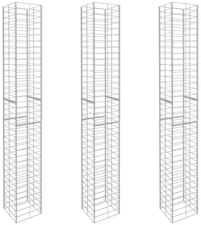 Alt view image 12 of 13 - vidaXL Gabion Baskets Gabion Wall Cage 3 Pcs Galvanized Steel 9.8"x9.8"x77.6"
