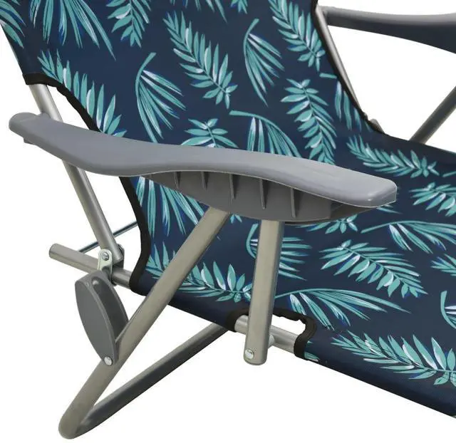 Alt view image 13 of 15 - vidaXL Sun Lounger with Canopy Steel Leaf Print