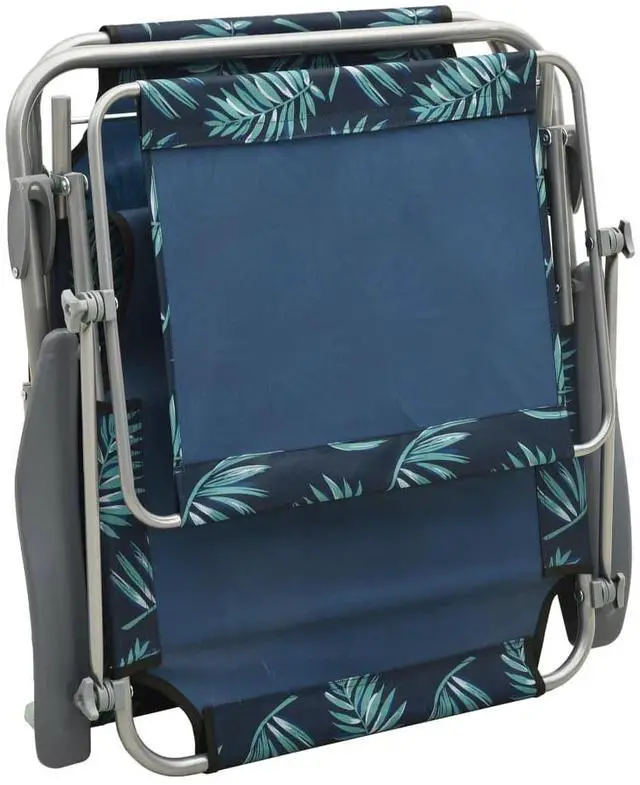 Alt view image 15 of 15 - vidaXL Sun Lounger with Canopy Steel Leaf Print