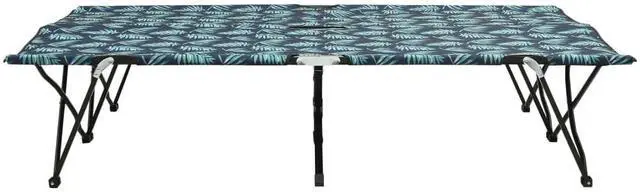 Alt view image 5 of 10 - vidaXL Two Person Folding Sun Lounger Leaf Print Steel