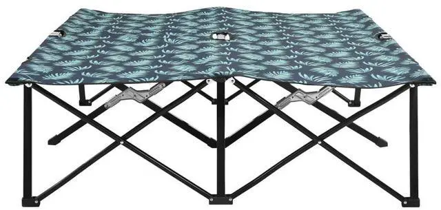 Alt view image 6 of 10 - vidaXL Two Person Folding Sun Lounger Leaf Print Steel