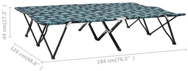 Alt view image 7 of 10 - vidaXL Two Person Folding Sun Lounger Leaf Print Steel