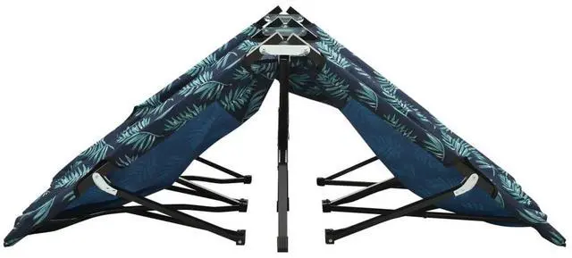 Alt view image 10 of 10 - vidaXL Two Person Folding Sun Lounger Leaf Print Steel