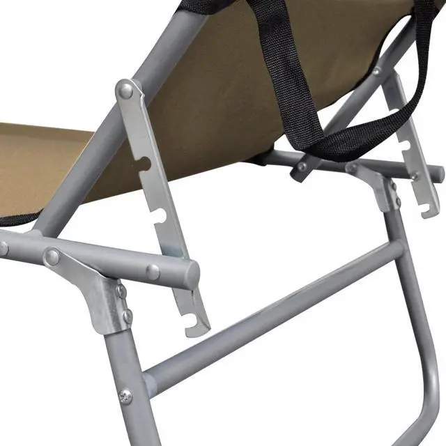 Alt view image 13 of 15 - vidaXL Folding Sun Lounger with Canopy Taupe Aluminium
