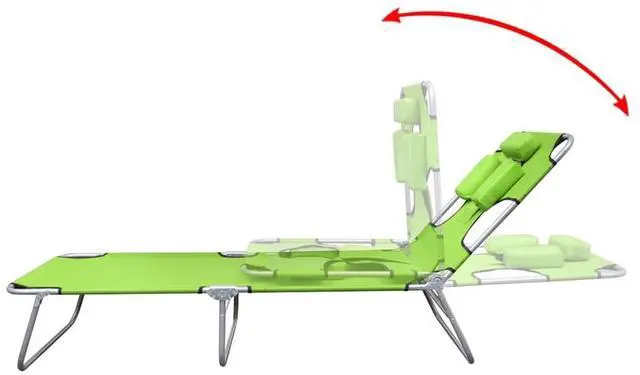 Alt view image 10 of 10 - vidaXL Reclining Sunlounger Green Patio Beach Camp Folding Chair Daybed Sunbed