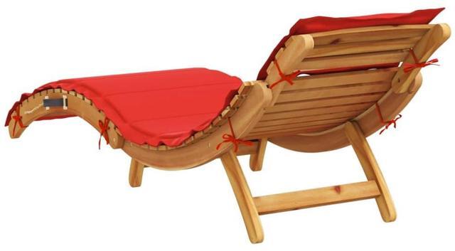 Alt view image 7 of 7 - vidaXL Sun Loungers with Cushions Patio Outdoor 2 Pcs Red Solid Wood Acacia