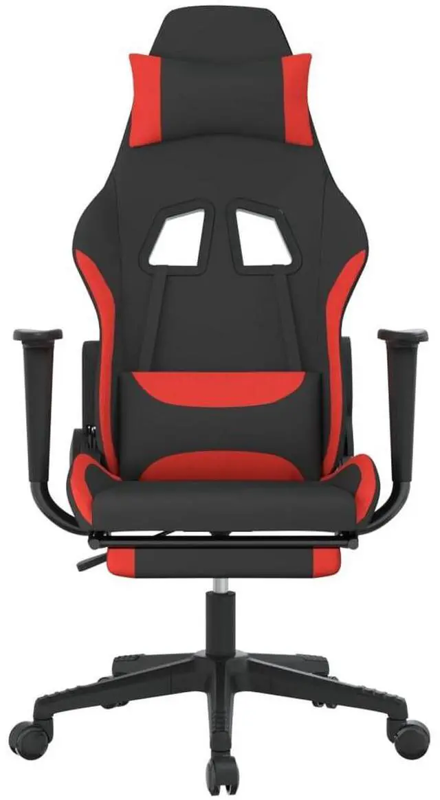 Alt view image 7 of 11 - vidaXL Gaming Chair with Footrest Black and Red Fabric
