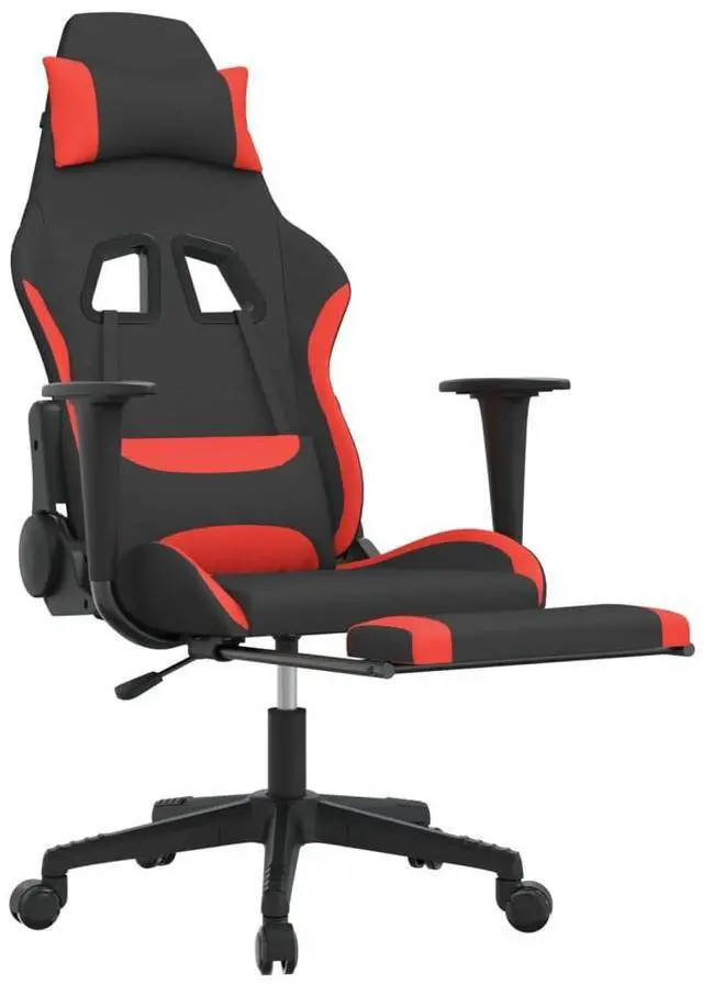 Alt view image 10 of 11 - vidaXL Gaming Chair with Footrest Black and Red Fabric
