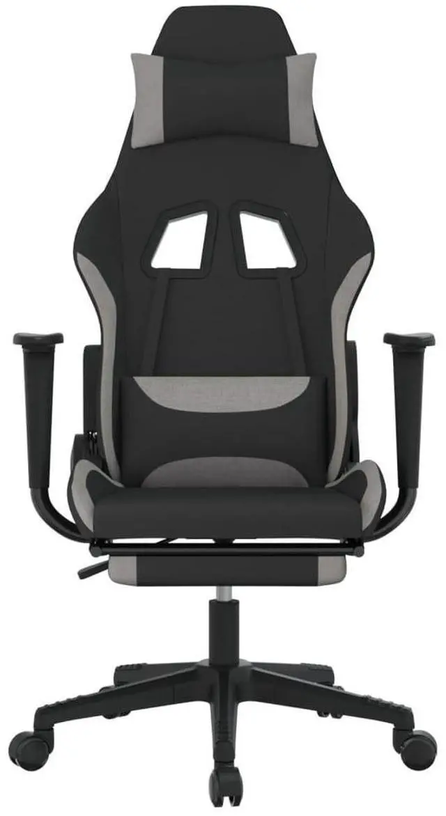 Alt view image 7 of 11 - vidaXL Gaming Chair with Footrest Black and Light Gray Fabric