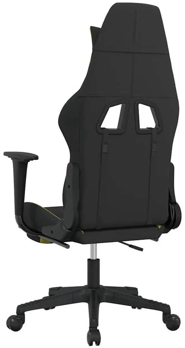 Alt view image 9 of 11 - vidaXL Gaming Chair with Footrest Black and Light Green Fabric