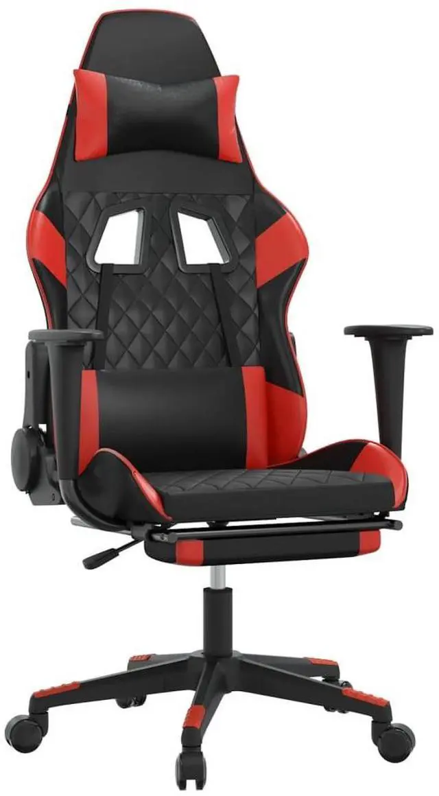 Alt view image 5 of 10 - vidaXL Gaming Chair with Footrest Black and Cream Fabric