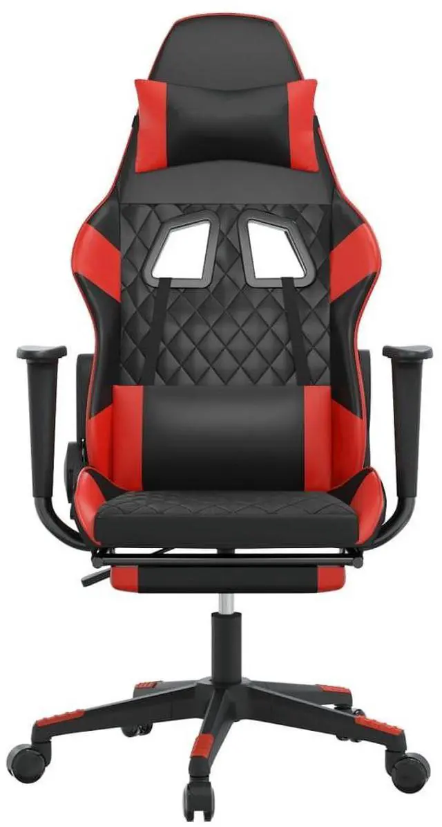 Alt view image 6 of 10 - vidaXL Gaming Chair with Footrest Black and Cream Fabric