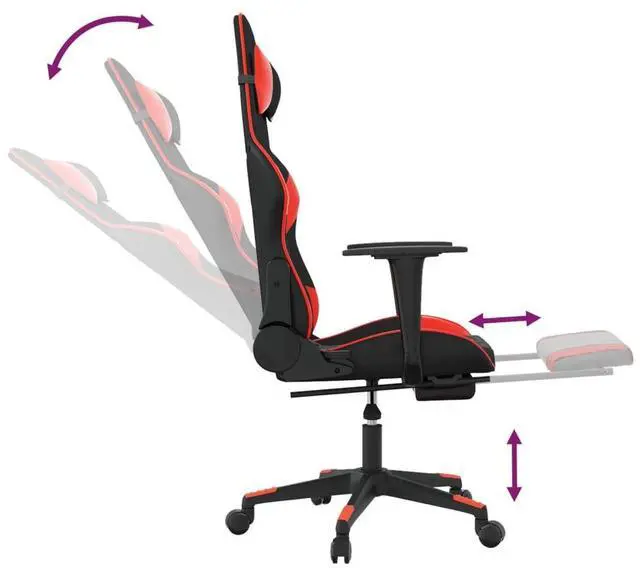 Alt view image 10 of 10 - vidaXL Gaming Chair with Footrest Black and Cream Fabric