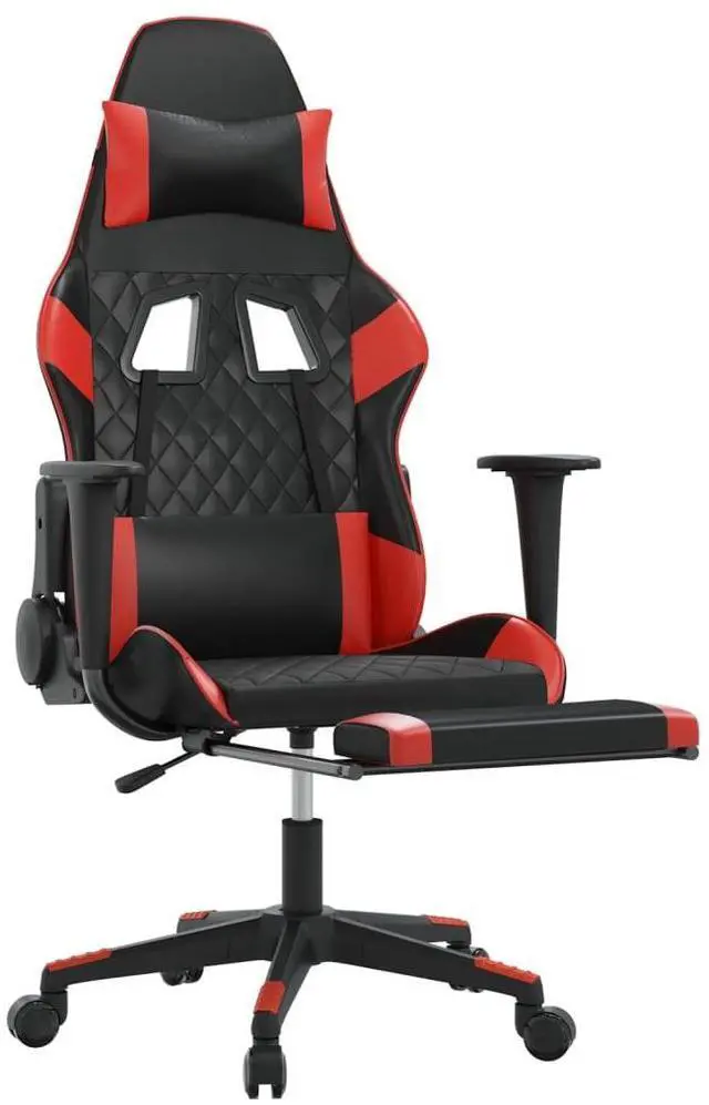 Alt view image 9 of 10 - vidaXL Gaming Chair with Footrest Black and Cream Fabric