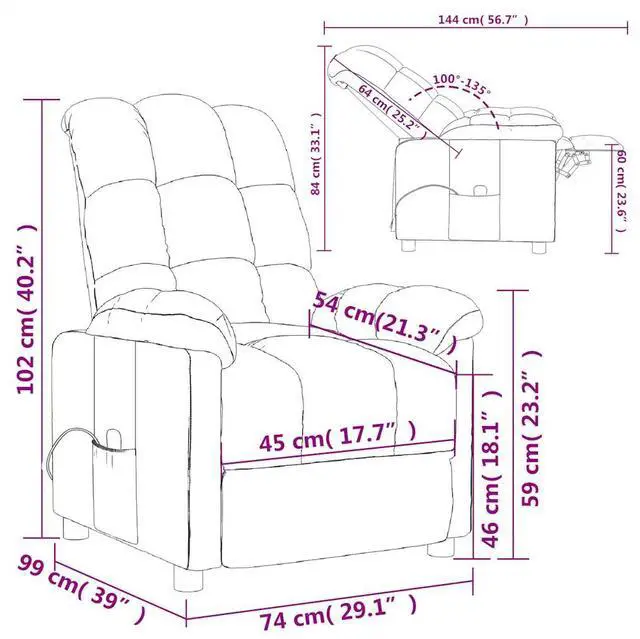 Alt view image 4 of 13 - vidaXL Massage Chair Electric Massaging Recliner Chair for Elderly Taupe Fabric