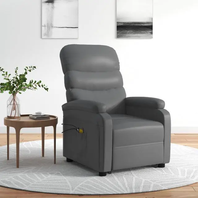 Alt view image 7 of 7 - vidaXL Stand-up Massage Recliner Anthracite Faux Leather Massage TV Chair
