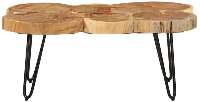 Alt view image 2 of 7 - vidaXL Coffee Table Side Table with Metal Legs 6 Trunks Solid Wood Acacia