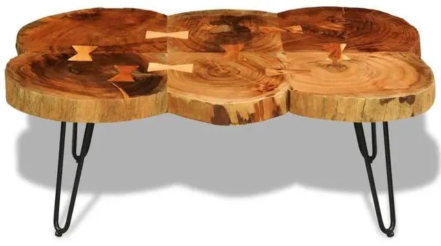 Alt view image 11 of 16 - vidaXL Coffee Table 13.8" 6 Trunks Solid Sheesham Wood