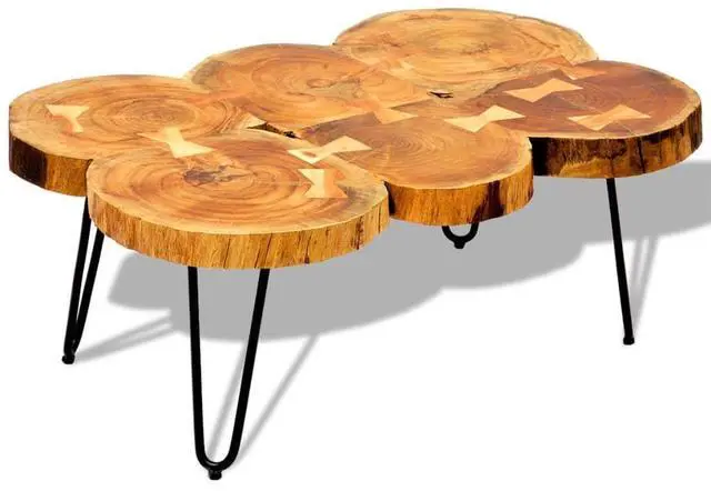 Alt view image 10 of 16 - vidaXL Coffee Table 13.8" 6 Trunks Solid Sheesham Wood