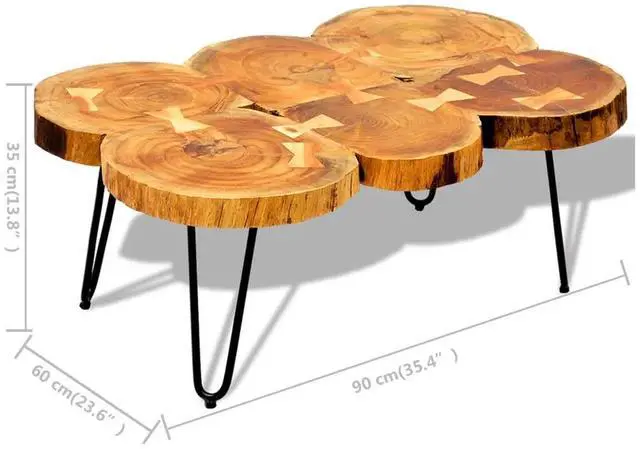 Alt view image 13 of 16 - vidaXL Coffee Table 13.8" 6 Trunks Solid Sheesham Wood