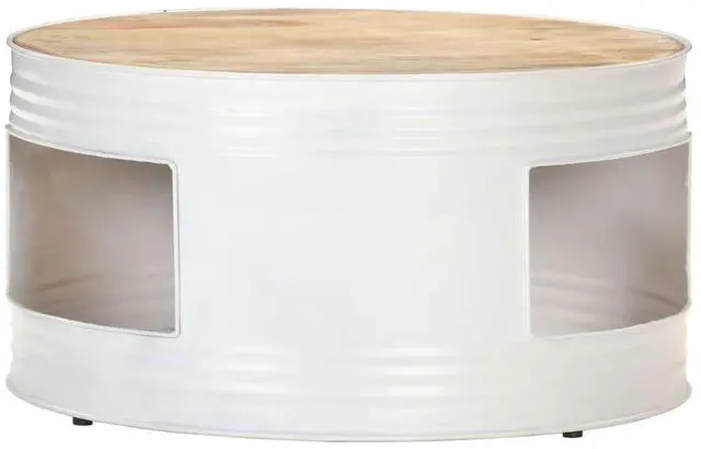Alt view image 8 of 13 - vidaXL Coffee Table White 26.8"x26.8"x14.2" Solid Mango Wood