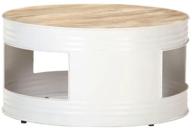 Alt view image 7 of 13 - vidaXL Coffee Table White 26.8"x26.8"x14.2" Solid Mango Wood